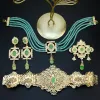 Halsband Sunspicems Marocko Caftan midjebälte pärlchoker halsband fyrkantig örhänge brosch arabisk guld färg brud smycken set för kvinnor