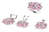 Shunxunze schattige explosiemodellen bruiloft sieraden sets ringearringpendant voor vrouwen roze kubieke zirconia rhodium vergulde r510set s1993048