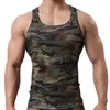 Zekice-menmode hızlı kuru erkek tank topu fanilisli gömlek fitness kamuflaj singlet vücut geliştirme yeleği elastik giyim 240407