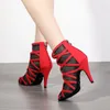 Chaussures de danse natasha sexy rouge latin féminin 10cm de haut talon professionnel soft semed top bottes moderne da