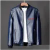 Herrenjacken Designer Herren Lederjacke Herbst Frühlingsstand Halsband Reißverschluss Motorrad Motorrad Fashion Drop Lieferung Bekleidung Kleidung Outerwe dhh1l