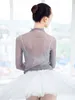Stage Wear Long-Sleeved Dance Gauze Clothing Adult Women's Ballet Practice Slim Mesh Top