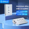 Hubs ORICO USB 3.0 HUB New Mac Design Mini High Quality High Speed Aluminum 4 Port HUB Extension Hub Splitter with Data Cable M3H4