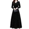 Casual Dresses Women Dress Ankle-Length Autumn Tight Tight Spring Pleated Loose Hem Solid Color Velvet Maxi Warm