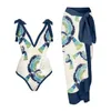 Женские купальные костюмы 1 Set Women Monokini Print Print Brap Vintage Bool в полиэстере -леди с длинным платьем для серфинга