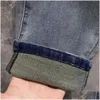 Jeans jeans pantaloni designer maschile di alta qualità uomini slim piccoli pantaloni di denim in cotone dritta di cotone figurano lettere logo triangolo ot14m