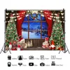 Julpografi bakgrund träfönster eldstad träd gåva baby shower dekor banner vinter bakgrund po studio props 240407