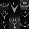 Värdefulla lab diamantsmycken Set Sterling Silver Wedding Halsband örhängen för kvinnor brudgagemang smycken gåva k7hl#