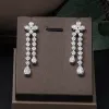 Colliers Luxury Dubaï Nigérian Cubic Zirconia Bijoux Bijoux Bijoux pour la fête de mariage mariée 4 pièces Set 2 couches Collier Boucles d'oreilles