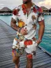 Flower 3D Print Polo Shirts Shorts Sets Mens Fashion Floral Oversized Short Sleeve Shirt Pants Set Suits Man Tracksuit Clothing 240416