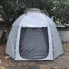 Tält och skyddsrum 4-6personer Hexagonal tält vindtät vattentät solförsätt utomhus campingfamilj 210d Oxford silverbelagd 210 cm höjd