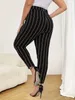 Women's Pants Capris Plus Size Spring and Autumn Brushed Milk Silk Bottom Pants Striped Slimming Elastic Womens Pants Wearing Small Foot Y240422