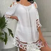 Summer Women Knited Beach Cover Up Bikini Swimsuit Hollow Out Robe Bathing Costumes CoverUps Beachwear 240416