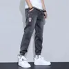 Jeans för man kläder rak baggy brett ben casual överdimensionerade byxor vintage koreanska streetwear avsmalnande broderade byxor 240420