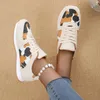Casual Shoes Sports For Women Thick Sole Leopard Pattern Lace Up Sneaker Large Size Low Top Running Zapatillas
