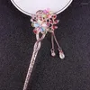 Hårklipp 2024 Fancy Colorful Flower Hollow Clip Accessories Women Fashion Rhinestone Hairpin Headwear Jewelry