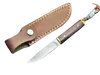 Petite survie couteau de chasse droit 440c lame en satin complète Tang Rosewood Handle Blades fixe couteaux avec gaine en cuir 2368413