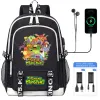 Bags desenho animado, meus monstros cantando crianças backpack nova saco de menino USB menina escolar de grande capacidade para crianças adolescentes bolsa escolar