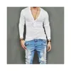 T-shirts pour hommes Us Mens Sexy Deep V Neck Solid Solid Solid Casual Slim Fit Long Long Color Top avec boutons avec une peau / confortable