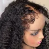 Afro Curly Arêtes perruque 4c bords coquins perruques de dentelle de cheveux de bébé 180% 13x4 Hd Lace Frontal Wig Remy Curly SIMUMALATION WIGS HEURS HEURS POUR FEMMES 27