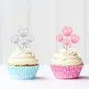 Fournitures de fête 1set gâteau topper or argent balle joyeux anniversaire bricolage de drapeau de cupcake de mariage décoration décoration de Noël