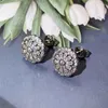 スタッドイヤリングHuitan Dainty Flower Bling Cubic Zirconia Ear Piercing for Women Delicate Wedding Fashion Jewelry