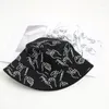 Berets Japanese Women Men Paper Scissors Printed Bucket Hat Harajuku Hip Hop Outdoor Sunscreen Cotton Drop