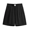 Summer Plus Taille Sports Short Large Loose Casual Lignet Black Blanc Viscose Biscose 3xl 4xl 5xl 6xl 7xl 240411