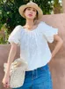 Blouses pour femmes Gypsylady French Chic Emblorisery Blouse Shirt Off the épaule Summer Cotton Sexy Vocation Femme Madies Tops décontractés