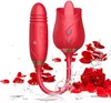 Toy sexuel rose pour les femmes - Rythme avec vibratrice de léchage de la langue pour femmes G Spot Stimulation du mamelon, vibratrice vibrante rechargeable vibrateur clitoridal