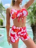 Swimwear femminile 2024 Swimsuit rosso Swimsuit sexy High Waist a 2 pezzi Tankini Bikini Set Susder Summer Summer Beach Bareding Subito Y112