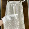 Pantaloni femminili limiguyue di seta francese in raso jacquard allaccia su una vita elastica gambe larghe gambe pantaloni donne primavera estate primavera