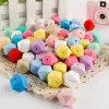 Strands Sunrony 50500pcs 14/17MM Hexagon Silicone Beads For Jewelry Making Bulk DIY Pacifier Chain Bracelet Necklace Accessories