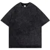 Casal de verão lavado camiseta retro hip hop streetwear masculino de camiseta casual de manga curta de manga curta lavagem de ácido preto y2k roupas 240422