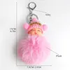 Keychains Pink Sweet Sleeping Baby Car Key Ring pour les femmes filles Furry peluche charmante poupée amour mignon Accessoires de sacs de porte