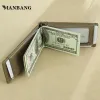 Clips Manbang RFID Blocking Slim Bifold Genuine Leather Minimalist Front Pocket Wallets for Men with Money Clip Thin Mens