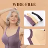 Bras Stretchy Front Closure Breathable Bra Underwear For Seniors Wireless Soft Cotton Thin Cup Middle-aged And Elderly