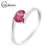 Yüzükler% 100 Doğal Ruby Gemestone Moda Gümüş Yüzük 925 Katı Sterlling Gümüş Ruby Alyans Kız İçin En İyi Hediye