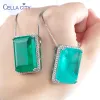 Colliers CELLACITY Classic 925 Collier pendentif argenté sterling pour charme dame avec émeraude Paraiba Gemstones Mariage Party Gift