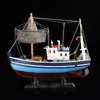 Ręcznie robione drewniane łódź łodzi rybacka morska drewniana trawler statek miniaturowy ornament rzemieślniczy wyposażenie domu dekoracja