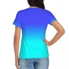 Women's T Shirts Print T-Shirt Neon Blue And Aqua Harajuku O Neck Summer Streetwear Tops 2024 Female Short Sleeve Custom Clothes