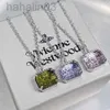 Desginer Viviennes Westwood Empress Dowager XIS Colorful Candy K9 Crystal Saturn Necklace for Womens Light Luxury andユニークなデザイン