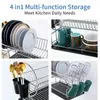 Kitchen Storage 2-Tier Drying Dish Rack For Counter Utensils Drainer With Cup Holder Chopstick Tableware Organizer Basket