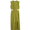 Casual klänningar 2024 Kvinnors rygglösa klädfest ärmlös grön linne sommar maxi lång butik