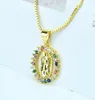 Pendant Necklaces Gold Color Vermeil Virgin Mary Medallion In Round Shape CZ Pave Dainty For Women Necklace3068386