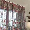 1pc Cortinas de tul de peonía para la puerta de la cocina Sala de estar dormitorio Jacquard Sheer Voile Hilo Cortina Sheer Sheer 240416