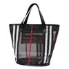 Totes Femmes Sacs de cosmétiques Stripe Sacs Fashion Fashion Making Makeup Transparent Travel Rangement Sac à main Light Plaid Beach Wash Tote