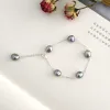 Strands ASHIQI Natural Specialshaped Baroque Freshwater Pearl Bracelet Female 925 Silver Chain High Sense of Gray