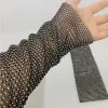 Tillbehör 40 cm längd glitter strassmät ärmhylsa elastiskt fisknät 3mm diamant glänsande sol nattklubb strand underarm/arm falskt