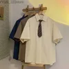 Mäns casual skjortor Dayifun Brown Retro Womens Shirt Japanese City Girls Tool Kortärmad skjorta extra stor fempunktshylsa DK Uniform Top YQ240422